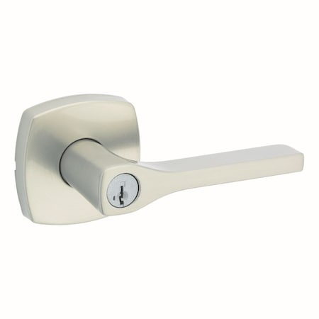 Kwikset Tripoli Lever , Midtown Rose Entry Door Lock SmartKey , 6AL Latch, RCS Strike Satin Nickel Finish 740TPLMDT-15S